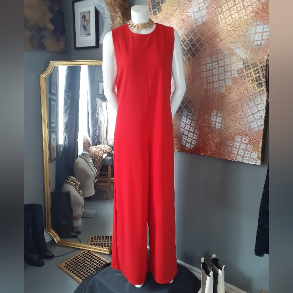 Zara Red Sleeveless Jumpsuit